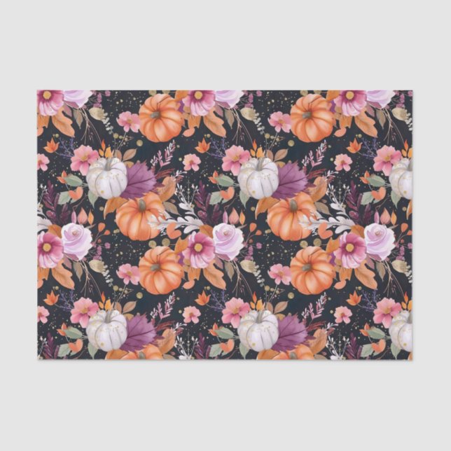 Papier Mousseline Automne Citrouille Automne Feuilles Rustique Décou (Recto)