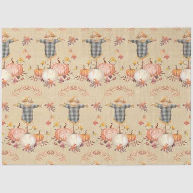 Papier Mousseline Automne Citrouille de récolte Automne Feuille Déco (Recto)