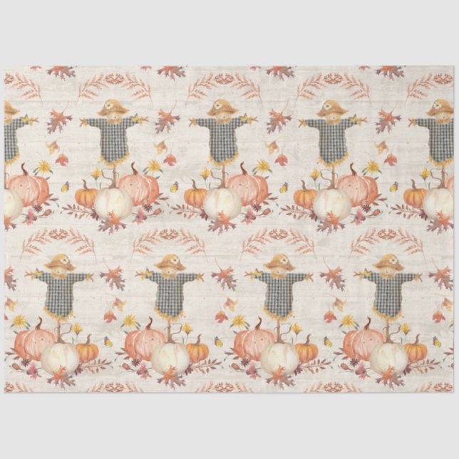 Papier Mousseline Automne Citrouille Moisson Automne Feuille Découpa (Recto)