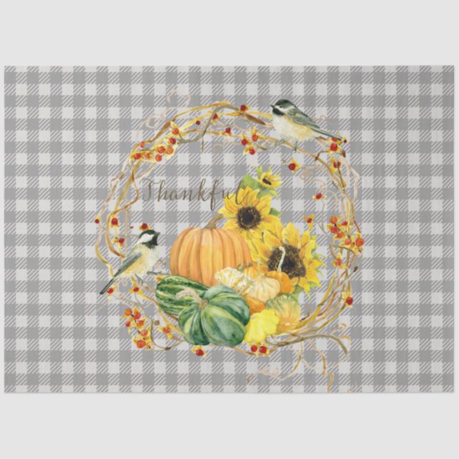 Papier Mousseline Automne Citrouille Tournesol Gratuit Chickadee (Recto)