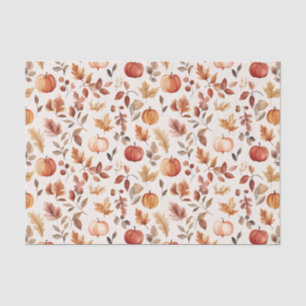Papier Mousseline Automne Citrouilles et Feuilles Automne Motif Déco