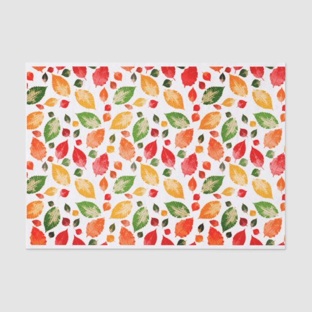 Papier Mousseline Automne Feuilles Colorées Rustique (Recto)