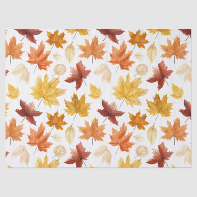 Papier Mousseline Automne Feuilles Terracotta Brown Boho Motif (Recto)