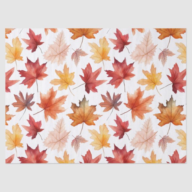 Papier Mousseline Automne Feuilles Terracotta Brown Boho Motif (Recto)
