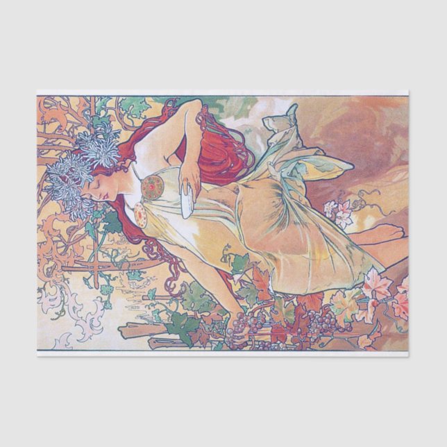 Papier Mousseline Automne (Quatre Saisons), Alphonse Mucha (Recto)