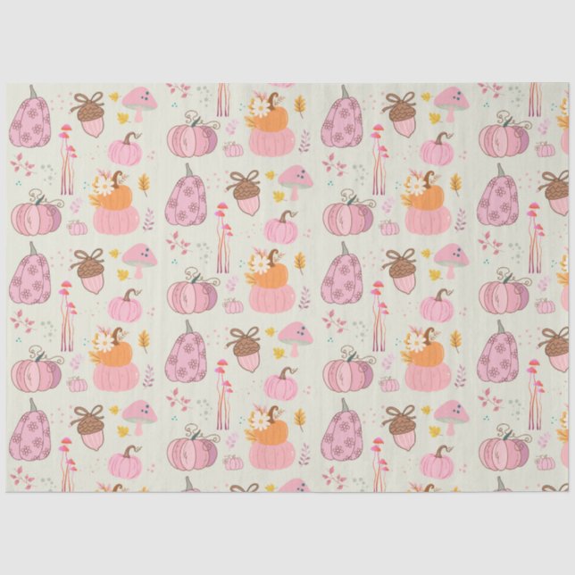 Papier Mousseline Automne rose (Recto)