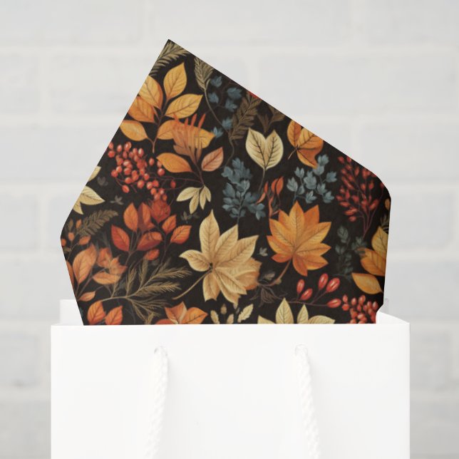 Papier Mousseline Automne Vintage  (Sac cadeau)