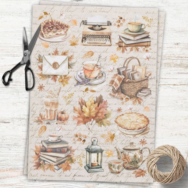 Papier Mousseline Automne vintage Automne Antique Découpage esthétiq (In situ)