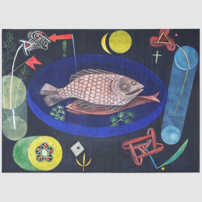 Papier Mousseline Autour du poisson, Paul Klee (Recto)