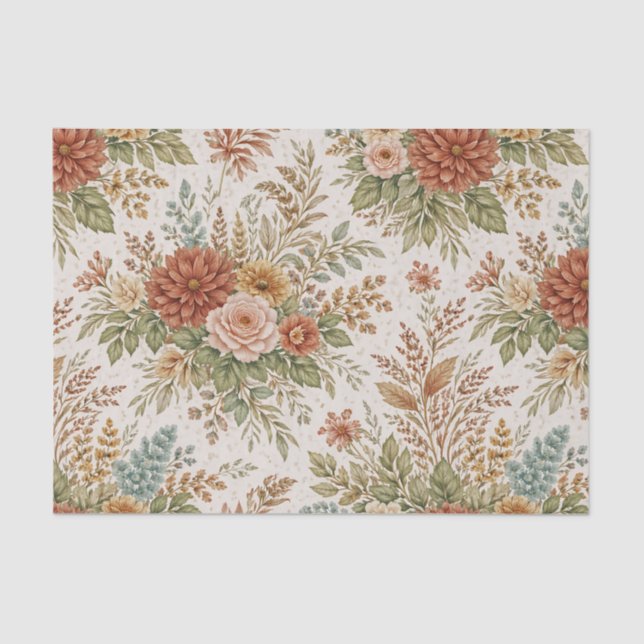 Papier Mousseline Autumn Blush Garden Floral Pattern (Recto)