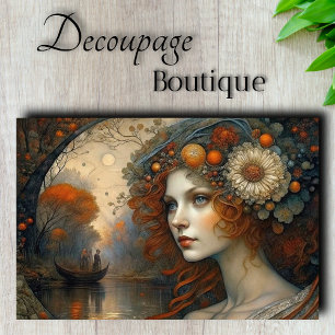 Papier Mousseline Autumn Fairy Queen Mystical Imaginaire Decoupage