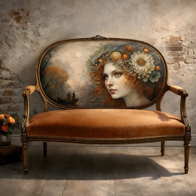 Papier Mousseline Autumn Fairy Queen River Imaginaire Decoupage (Autumn Fairy Queen Mystical Fantasy Decoupage Tissue Paper Mockup )