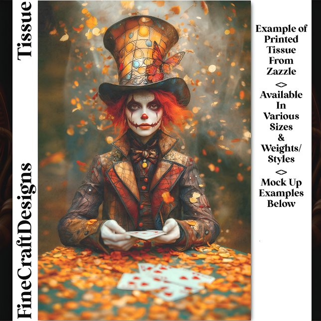 Papier Mousseline Autumn Mad Hatter Playing Cards DW8A Decoupage (Créateur téléchargé)