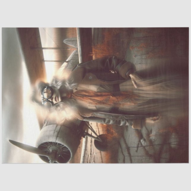 Papier Mousseline Aviateur fantôme au coucher du soleil - Découpage  (Recto)