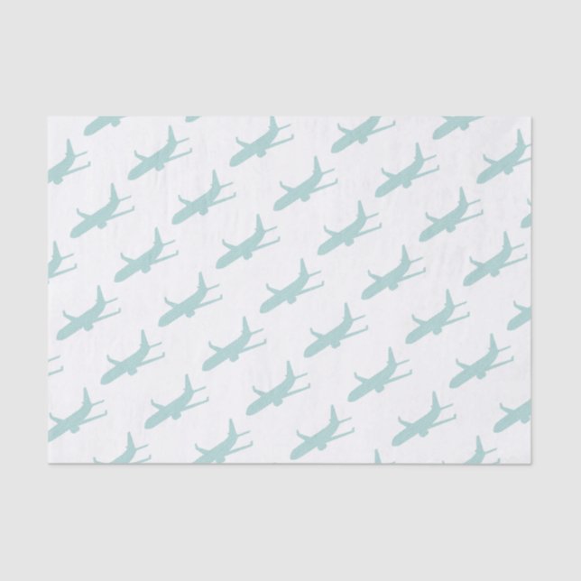 Papier Mousseline Avion - bandes - bleu (Recto)