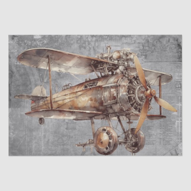 Papier Mousseline Avion Steampunk (Recto)