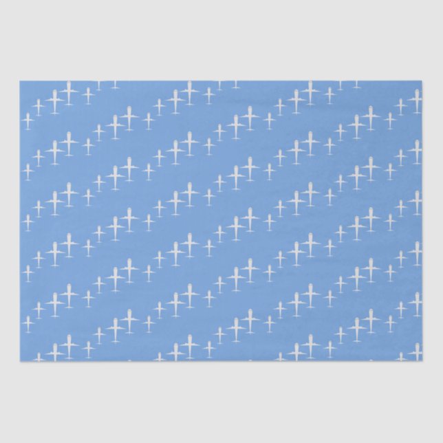 Papier Mousseline Avion sur bleu Personnalisé (Recto)