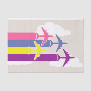 Papier Mousseline Avions colorés