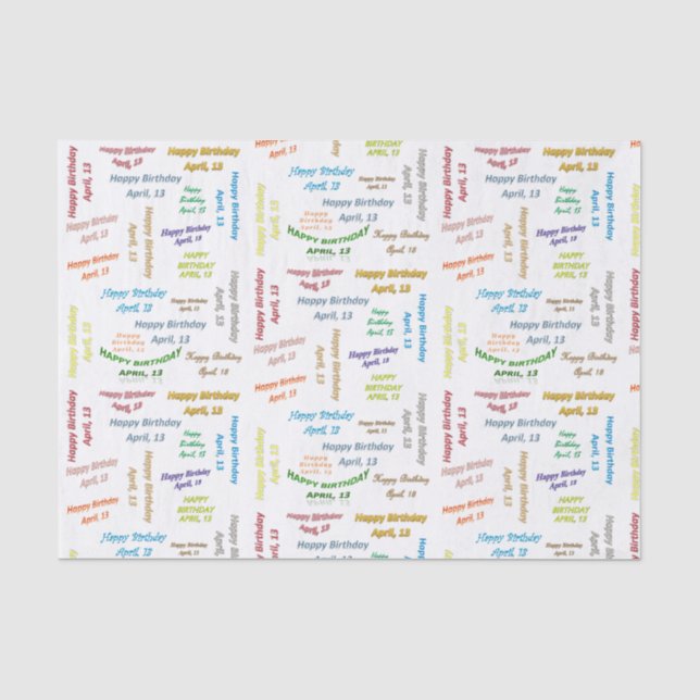 Papier Mousseline Avril, 13 Anniversaire Tissue Paper (Recto)