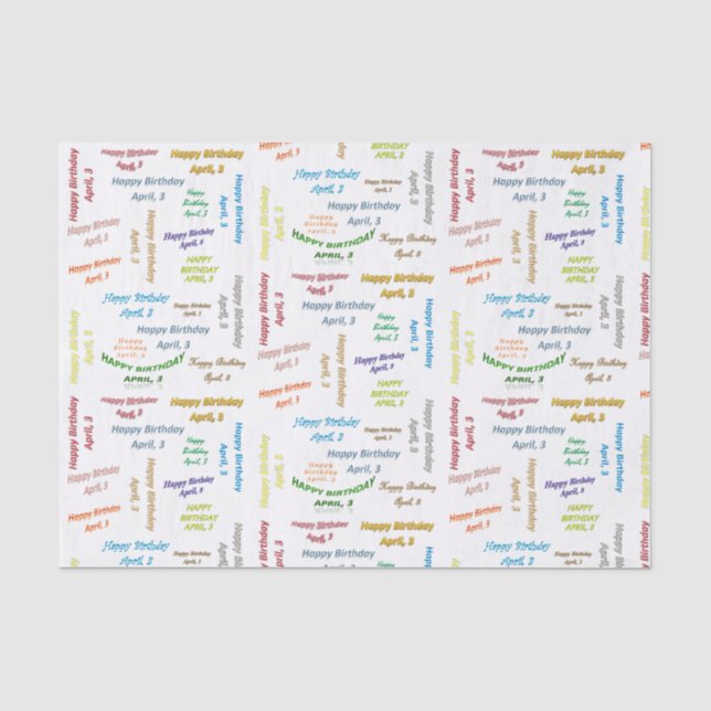 Papier Mousseline Avril, 3 Anniversaire Tissue Paper (Recto)
