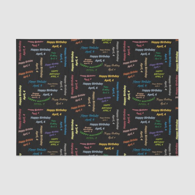 Papier Mousseline Avril, 4 Anniversaire Tissue Paper (Recto)