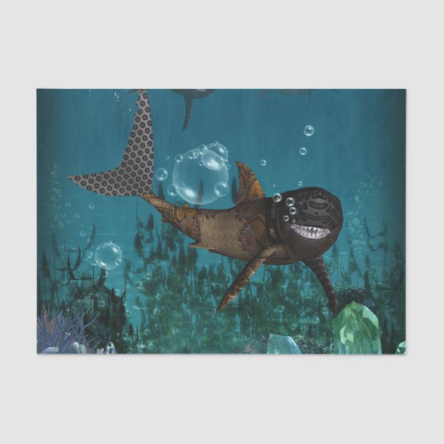 Papier Mousseline Awesome requin-taupe (Recto)