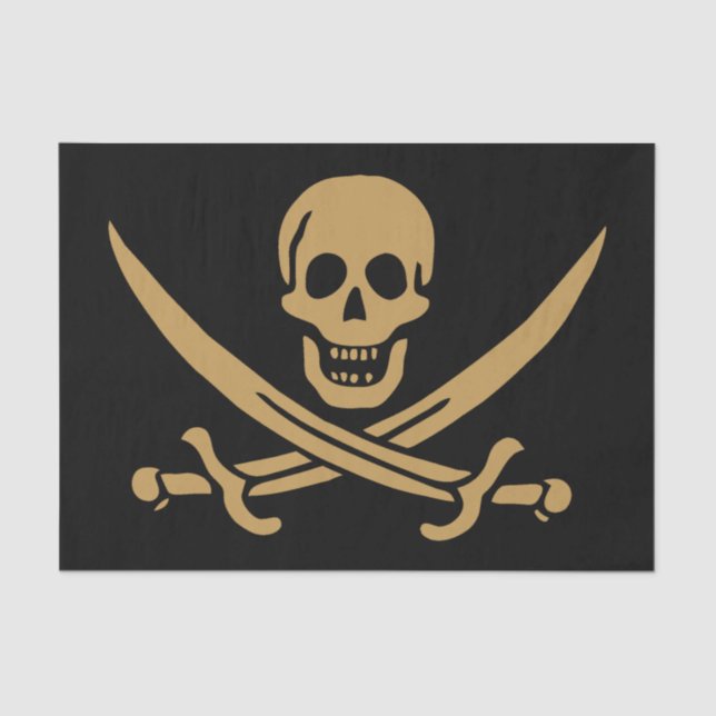 Papier Mousseline Aztec Gold Crâne et cutlass Pirate Calico Jack (Recto)
