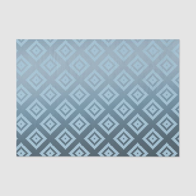 Papier Mousseline Aztèque turquoise blanc (Recto)