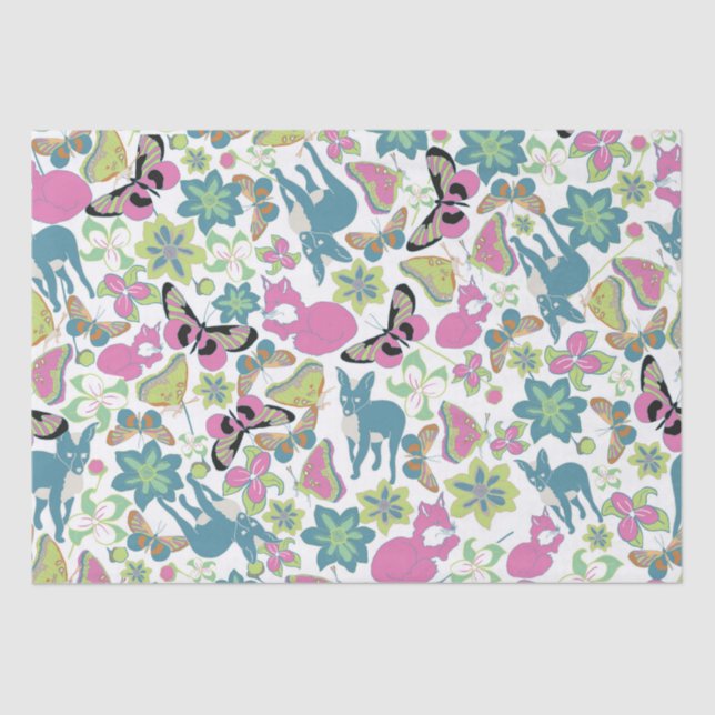 Papier Mousseline Baby Fox et sac cadeau fleurs (Recto)