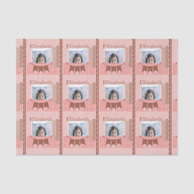 Papier Mousseline Baby Girl 1er Anniversaire Pink Scrapbook (Recto)