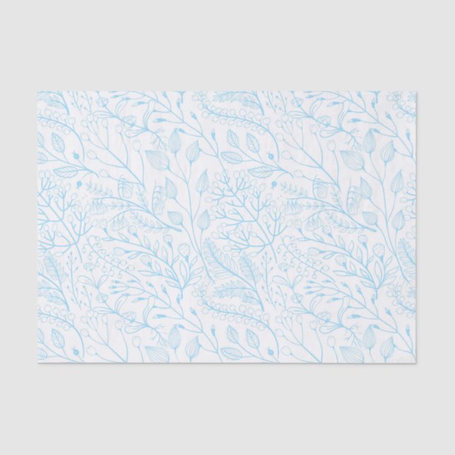 Papier Mousseline Baby Pastel Bleu Clair Floral Élégant Mariage   (Recto)