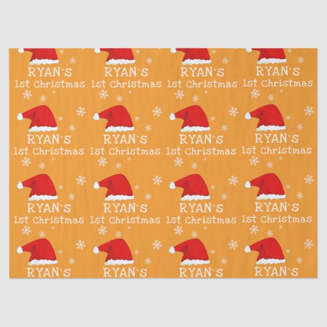 Papier Mousseline Baby`s First Christmas Red Santa Hat Snowflake (Recto)