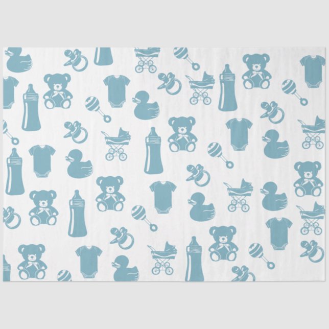 Papier Mousseline Baby shower bleu (Recto)