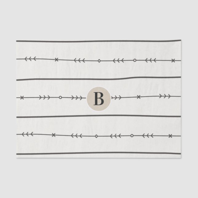 Papier Mousseline Baby Shower Bohème Rustique Chic Kraft Moderne Mon (Recto)