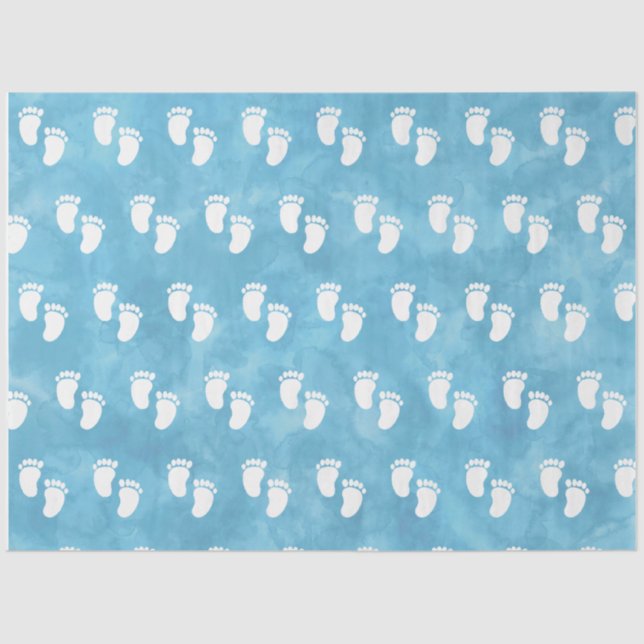 Papier Mousseline Baby shower d'aquarelle bleu Motif d'empreinte (Recto)