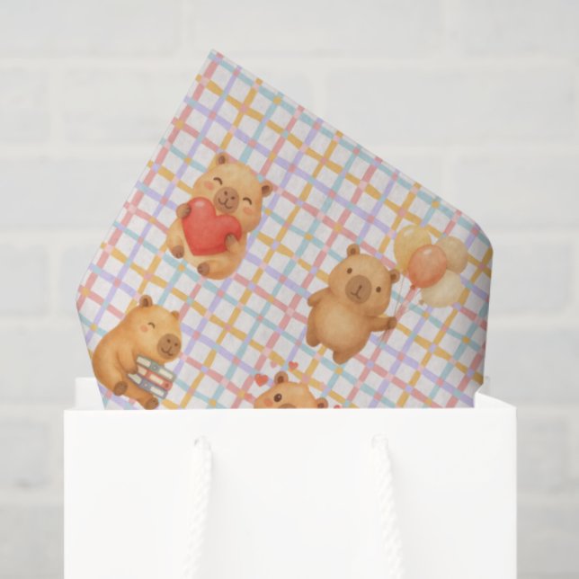 Papier Mousseline Baby Shower de Capybara Mignon (Sac cadeau)