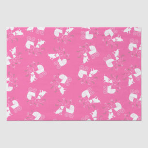 Papier Mousseline Baby shower de chien taureau rose