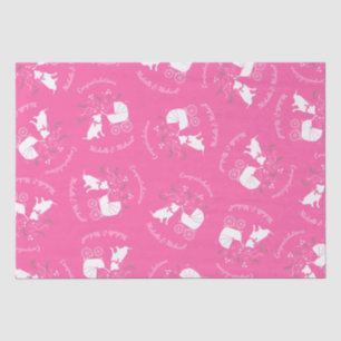 Papier Mousseline Baby shower de chien taureau rose