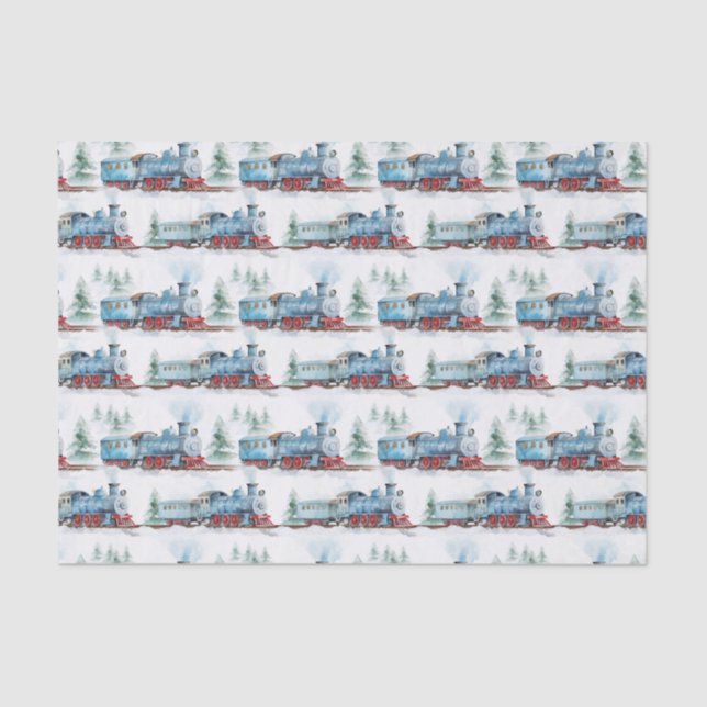 Papier Mousseline Baby shower de fête d'anniversaire du train de déc (Recto)