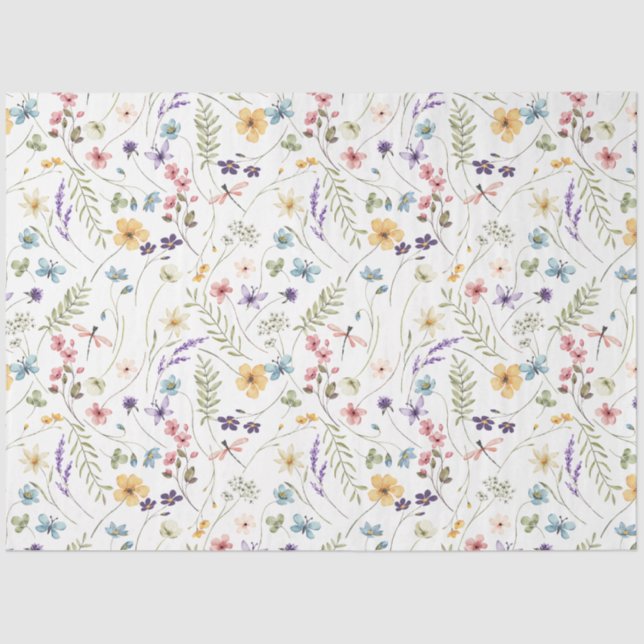 Papier Mousseline Baby shower de jardin papillon fleur sauvage (Recto)