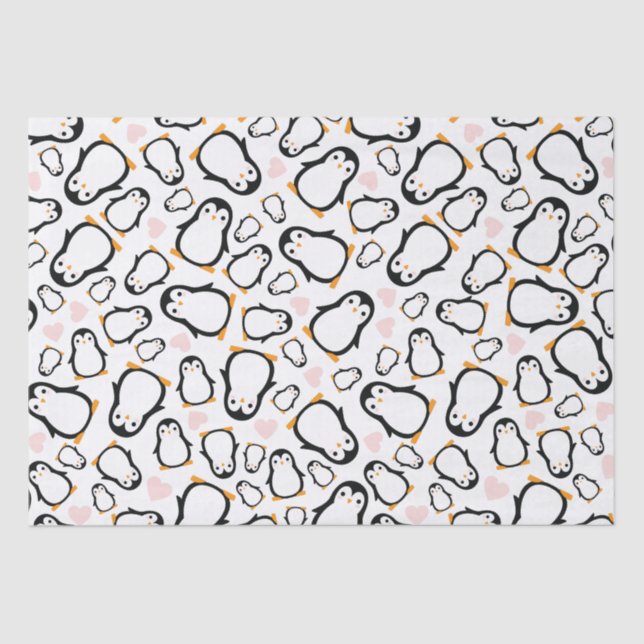 Papier Mousseline Baby shower de pingouin rose (Recto)