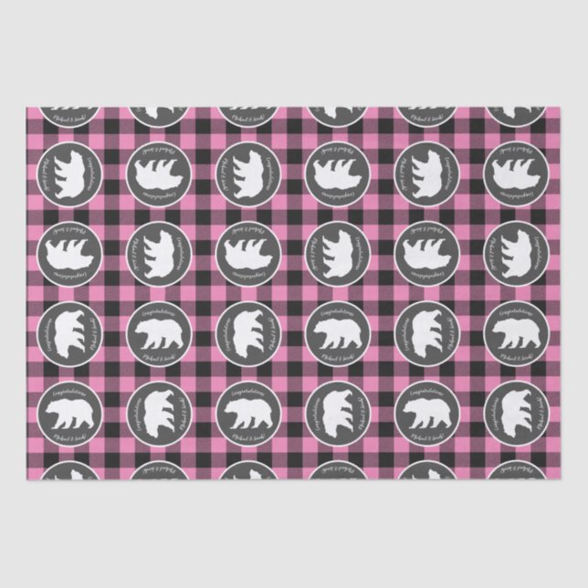 Papier Mousseline Baby shower d'ours rose (Recto)