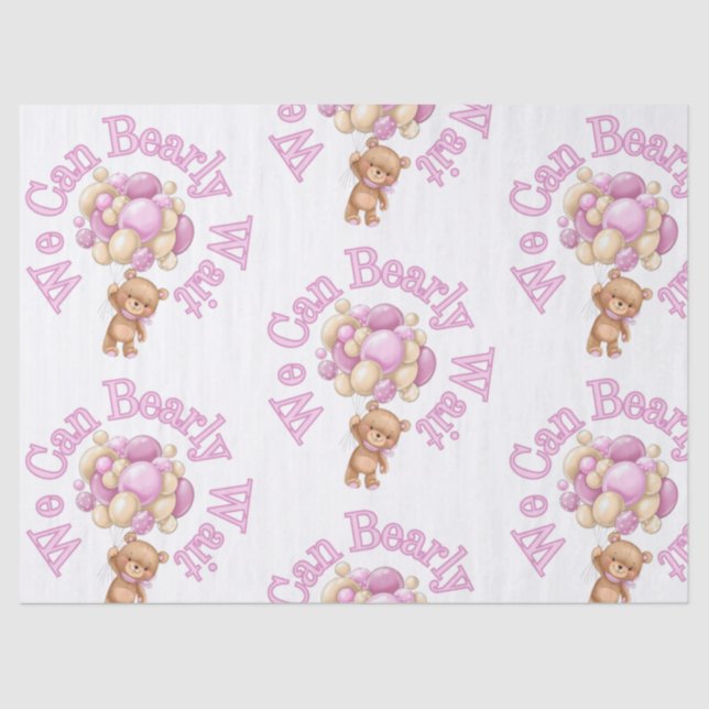 Papier Mousseline Baby shower d'ours rose fille (Recto)
