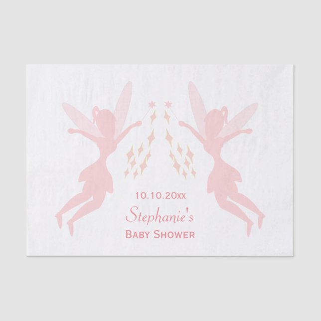 Papier Mousseline Baby shower Fée Rose (Recto)