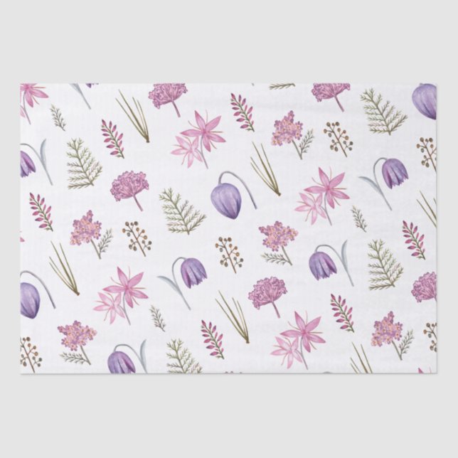 Papier Mousseline Baby shower Floral rose violet moderne Anniversair (Recto)