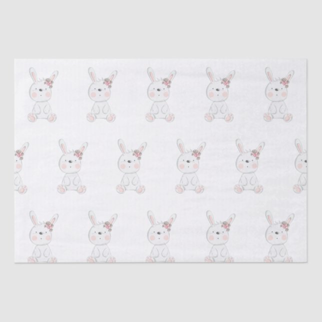 Papier Mousseline Baby shower Motif lapin bébé (Recto)