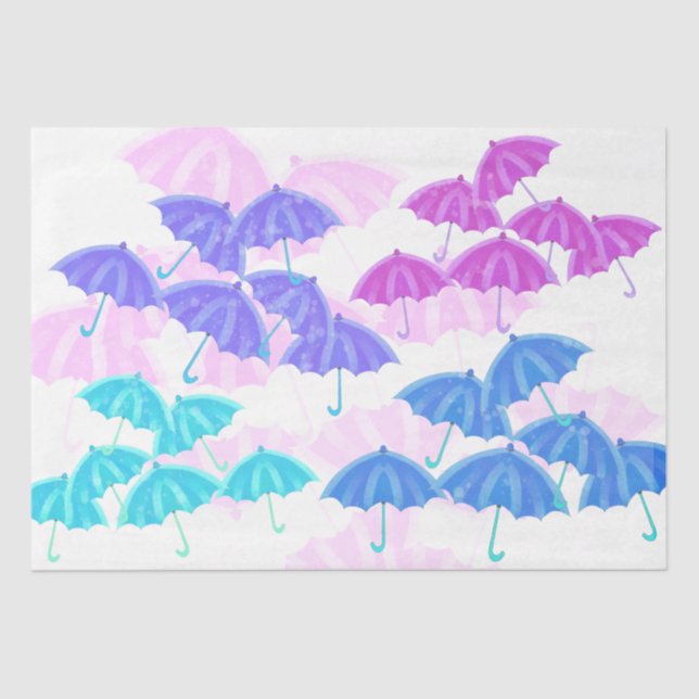 Papier Mousseline Baby shower Pastel Parapluie (Recto)