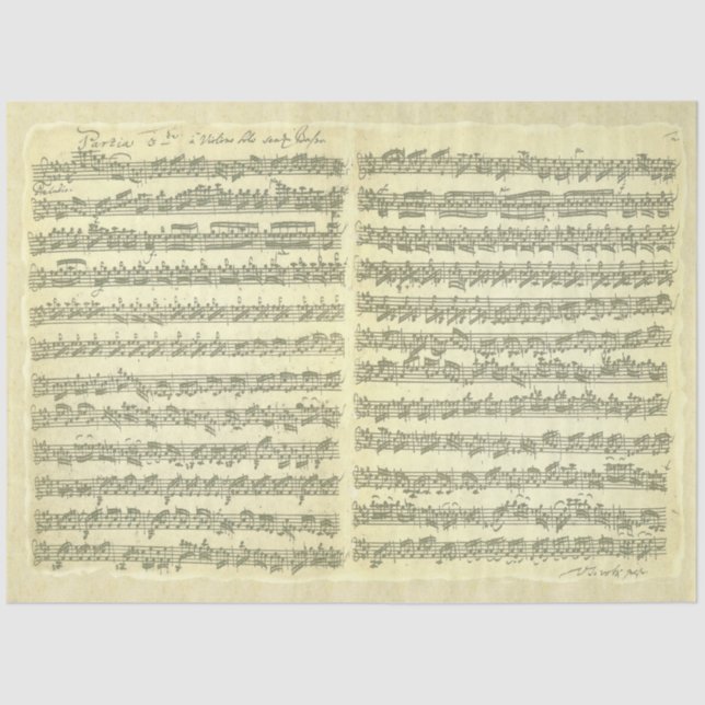 Papier Mousseline Bach Partita pour solo Violon Music Manuscript (Recto)