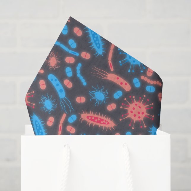Papier Mousseline Bactérie lumineuse Microorganisme rose bleu (Sac cadeau)