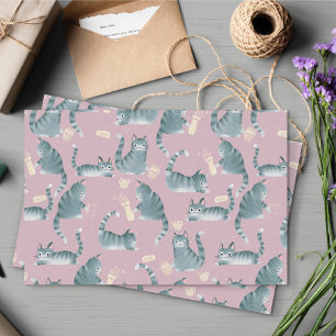Papier Mousseline Bad Grey Tabby Chats Frapper Tout